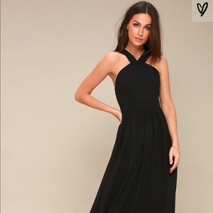 NWT Black chiffon Lulus long dress